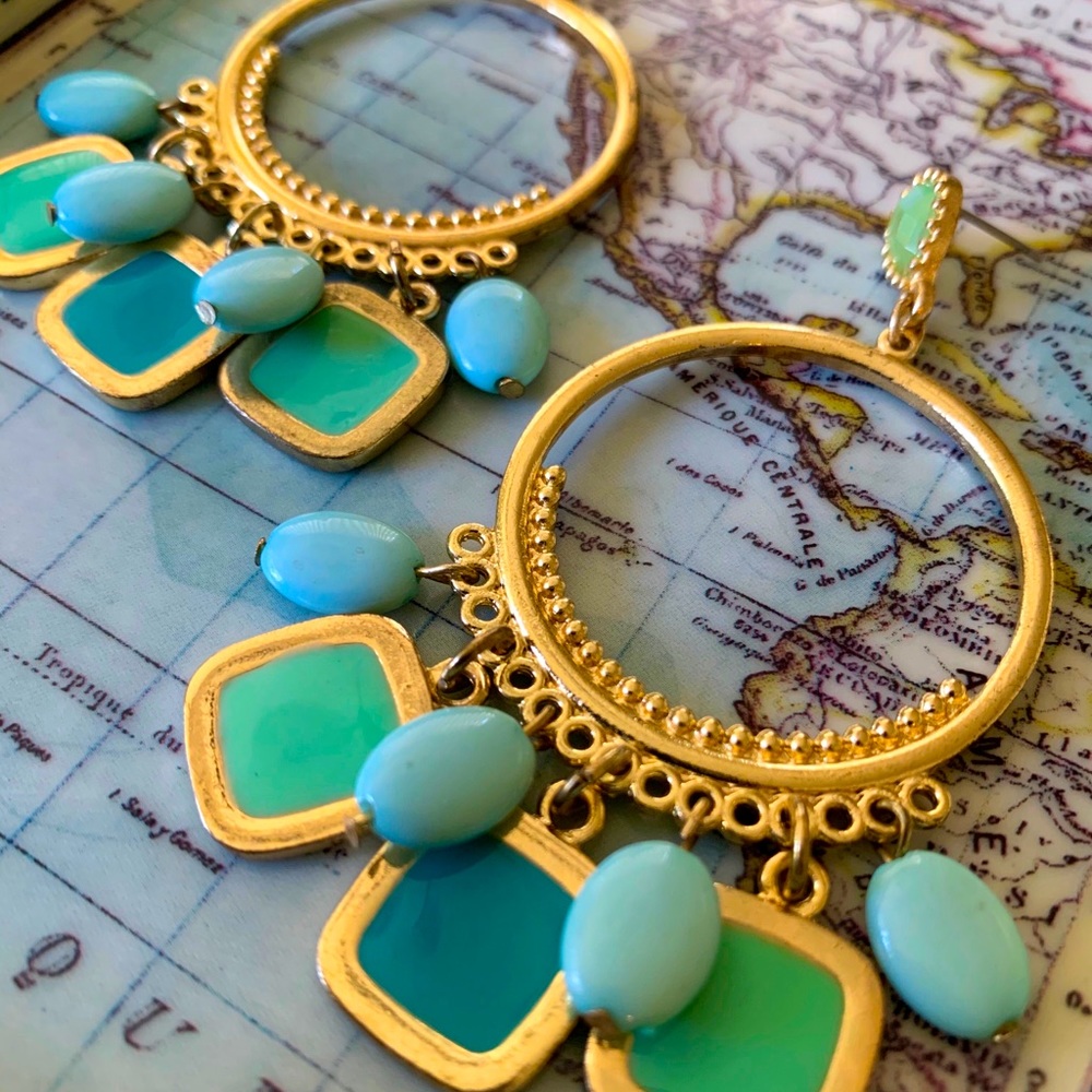 ⚜️ Turquoise Green Enamel Earrings ⚜️